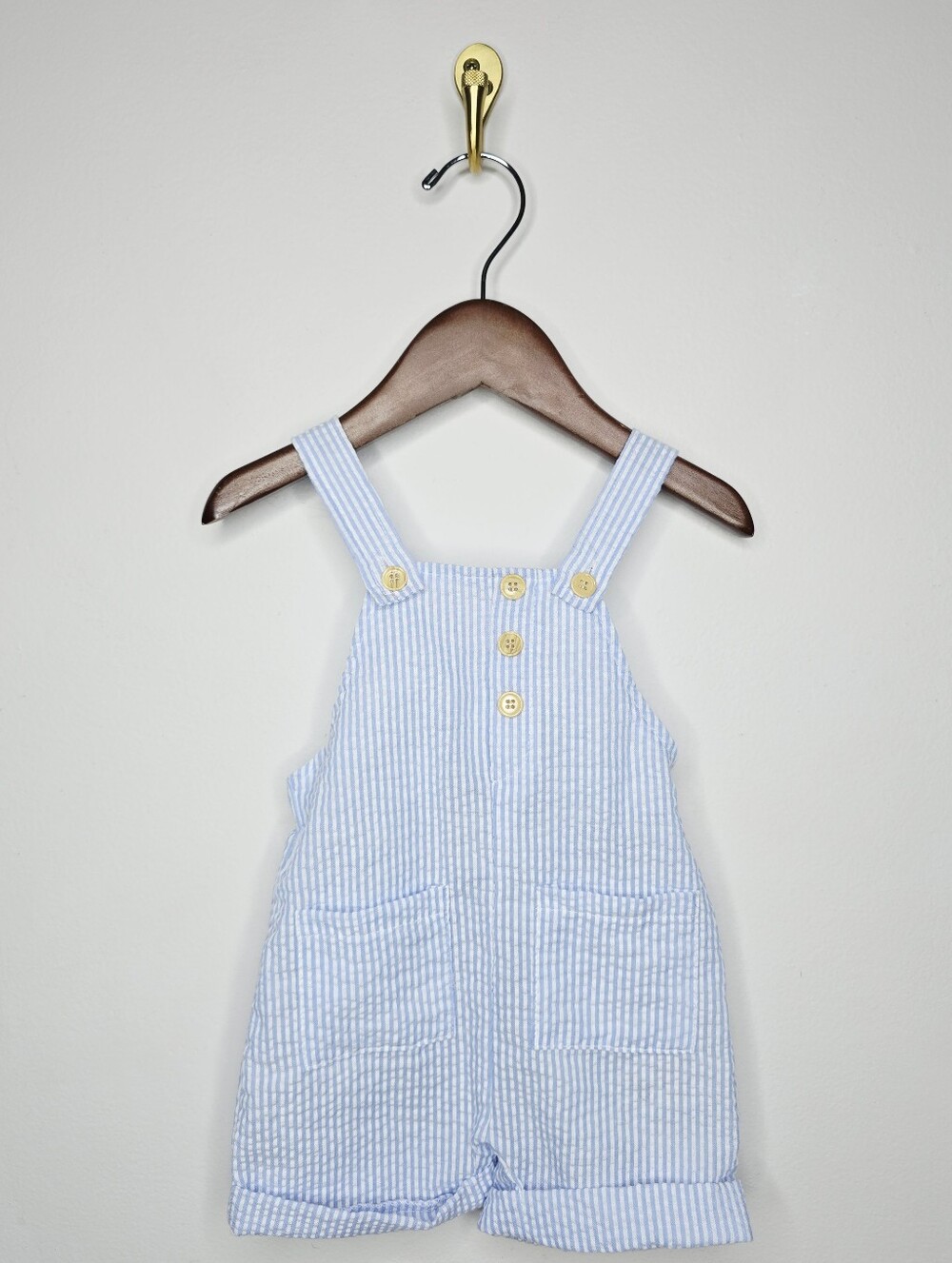 RZ by Rachel Zoe Little Boy Seersucker Overalls Size 0/3 Months
